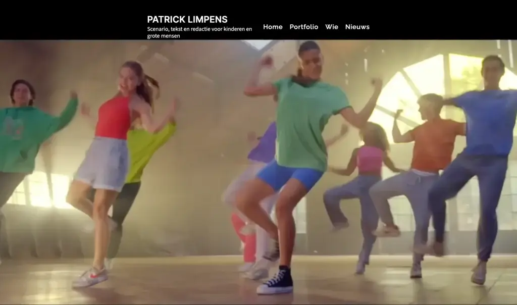 Homepagina van Patrick Limpens met dansende kinderen